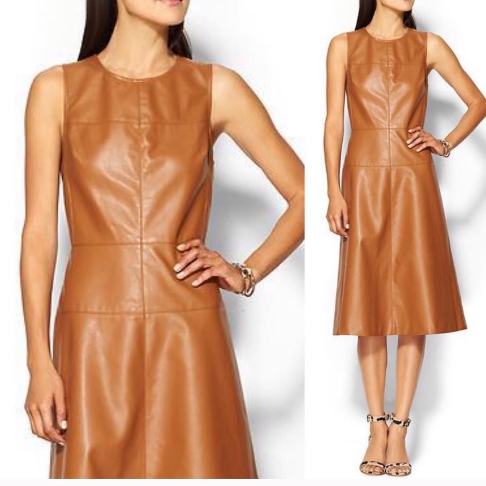 Vegan Leather Fit & Flare Dress